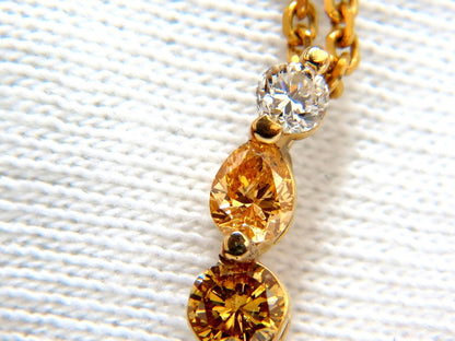 2.06CT NATURAL FANCY YELLOW ORANGE BROWN LIGHT PINK DIAMOND PENDANT 14KT *v