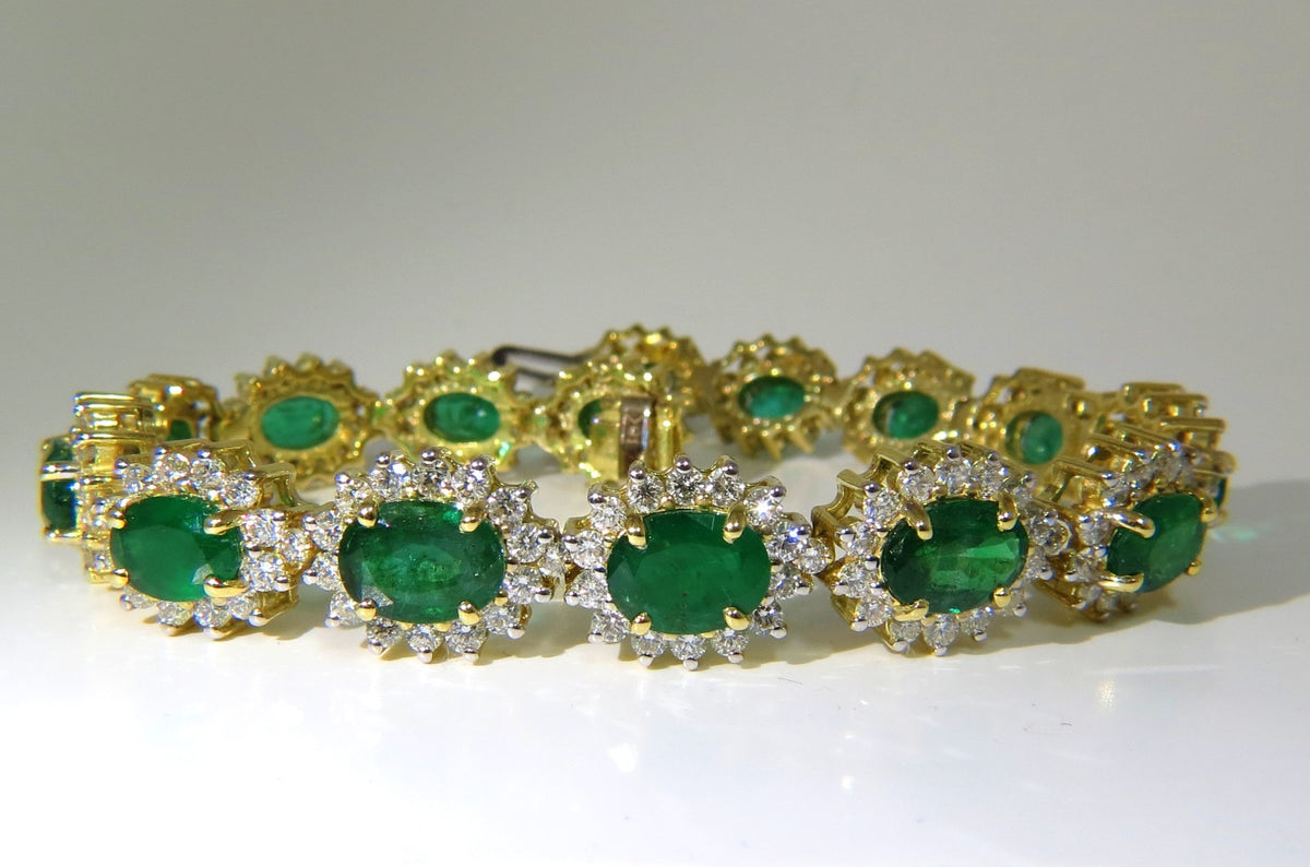 22.50CT NATURAL EMERALDS DIAMONDS BRACELET 18KT G/VS ZAMBIAN VIVID *v