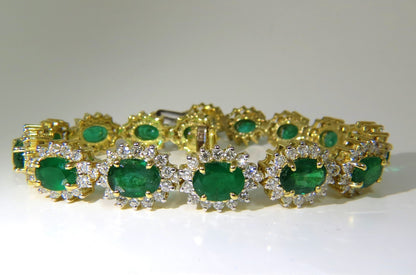 22.50CT NATURAL EMERALDS DIAMONDS BRACELET 18KT G/VS ZAMBIAN VIVID *v