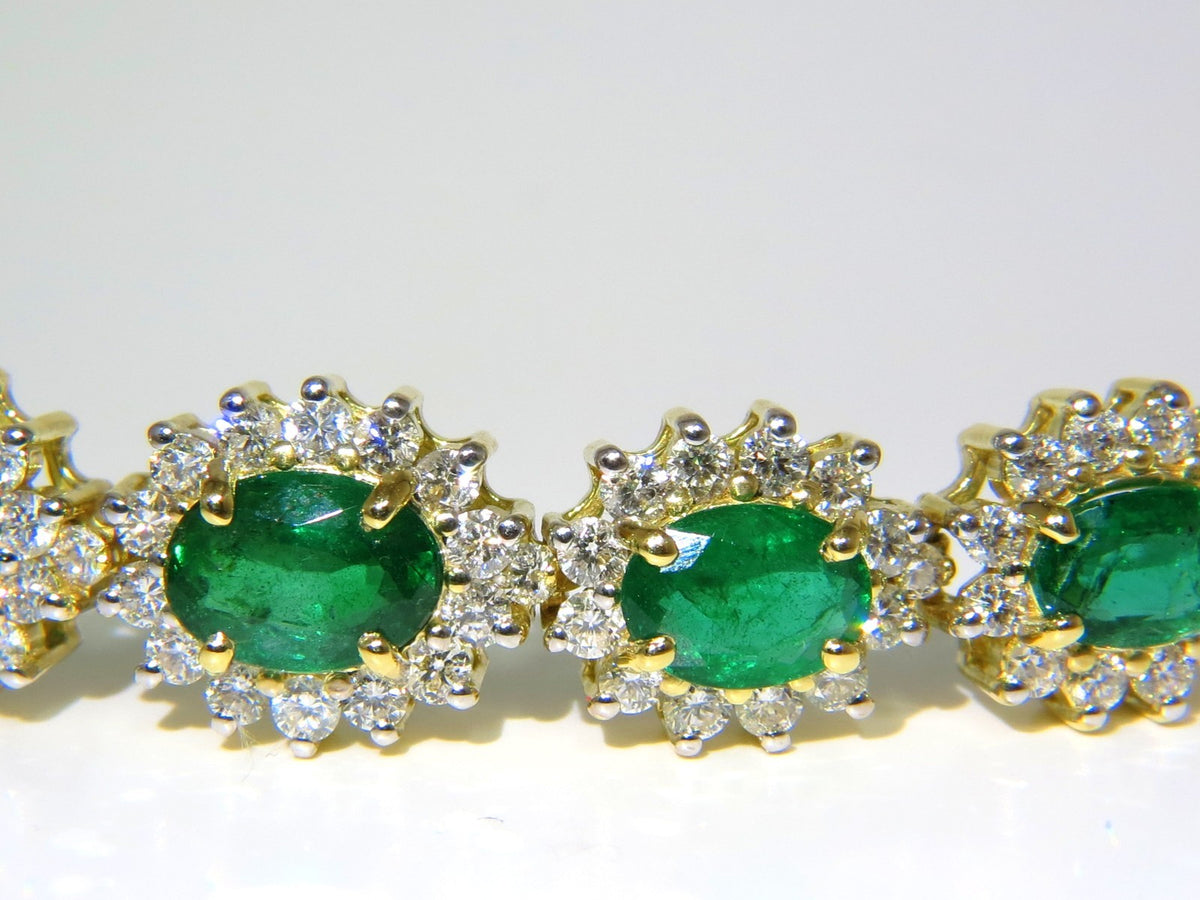 22.50CT NATURAL EMERALDS DIAMONDS BRACELET 18KT G/VS ZAMBIAN VIVID *v