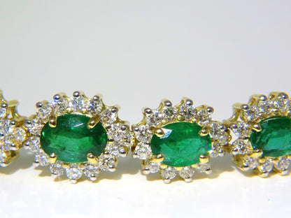 22.50CT NATURAL EMERALDS DIAMONDS BRACELET 18KT G/VS ZAMBIAN VIVID *v