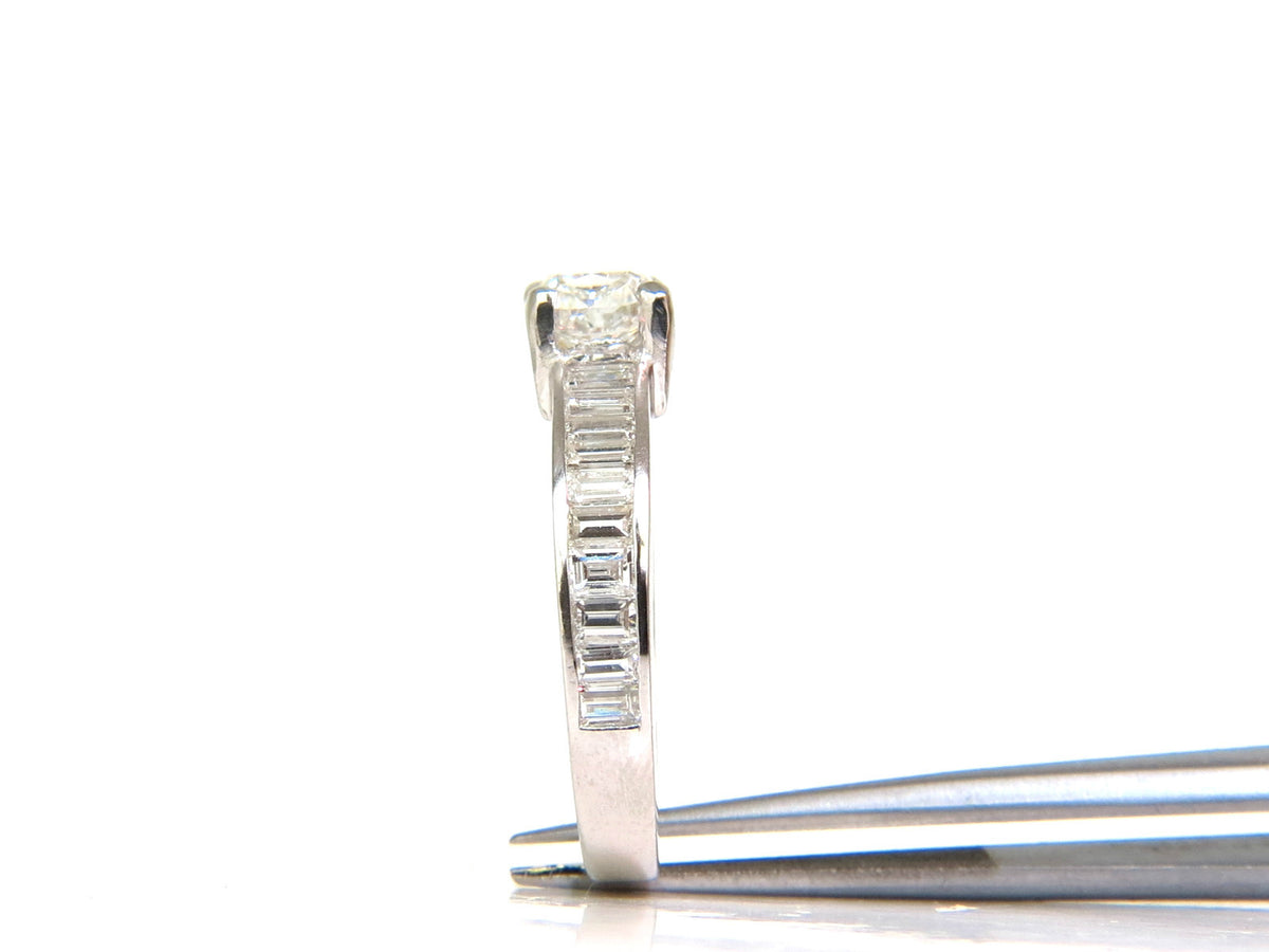 GIA 2.41CT F/VS CUSHION BRILLIANT NATURAL DIAMOND BAGUETTE PLATINUM RING *v