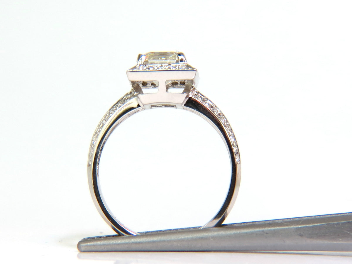 2.20CT NATURAL ASSCHER CUT DIAMOND RING HALO 14KT *v