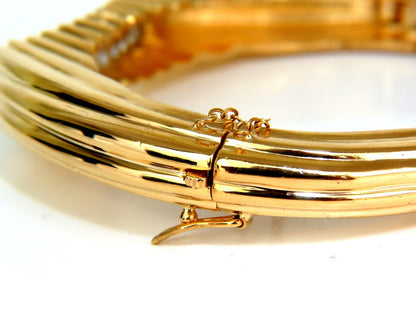 2.30CT INVERTED ARCH GRILLED WAVE RETRO 14KT DIAMONDS BANGLE BRACELET *v