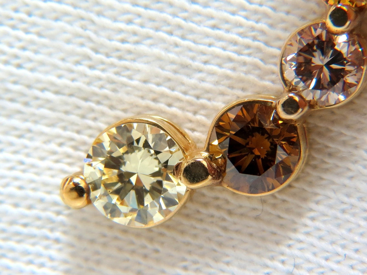 2.06CT NATURAL FANCY YELLOW ORANGE BROWN LIGHT PINK DIAMOND PENDANT 14KT *v