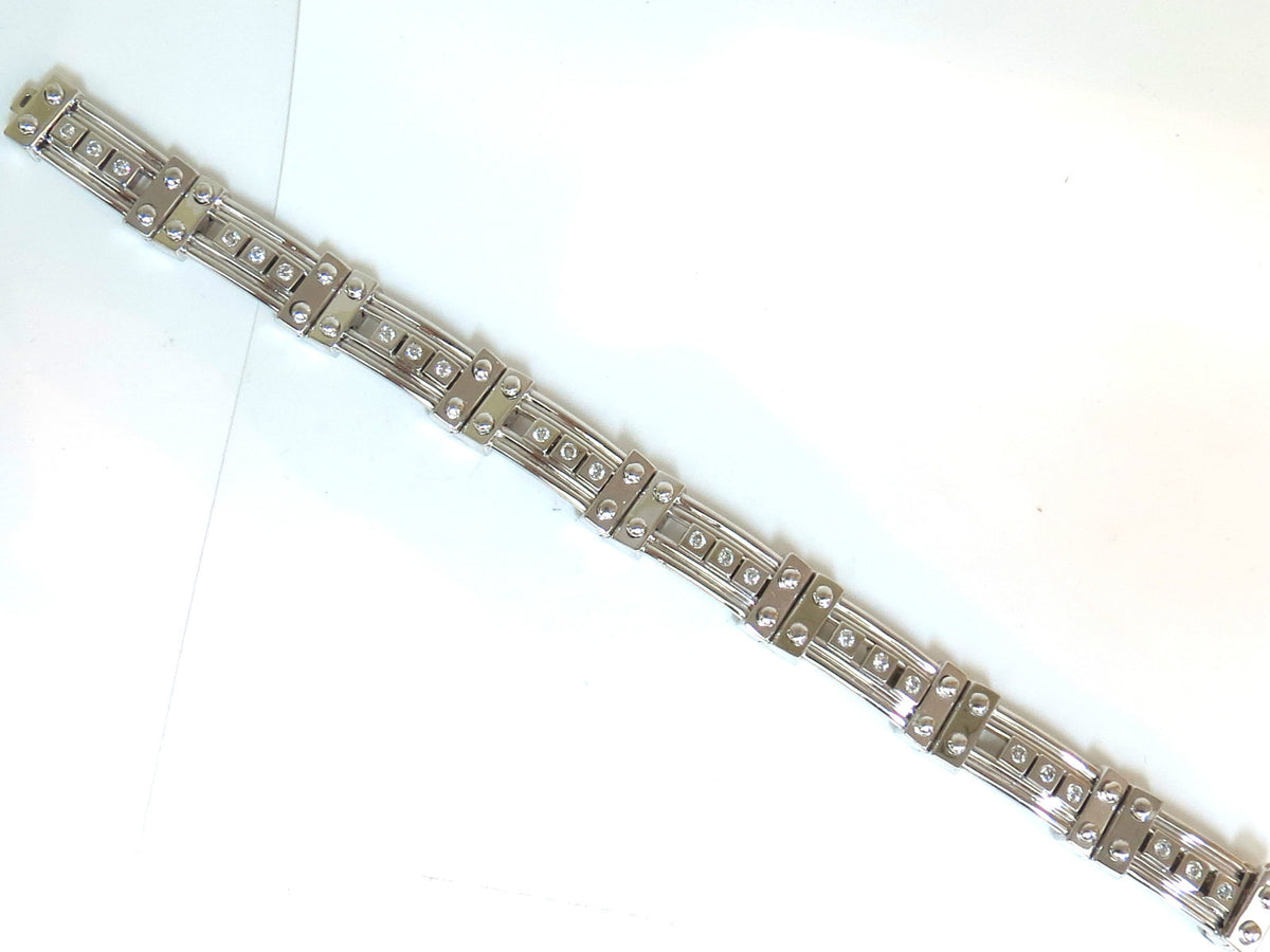 Mens Studded Gothic Deco Sliding Diamonds Box Bead Deco Channel Bracelet 14kt *v