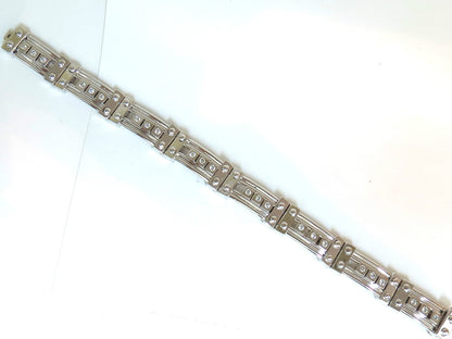 Mens Studded Gothic Deco Sliding Diamonds Box Bead Deco Channel Bracelet 14kt *v