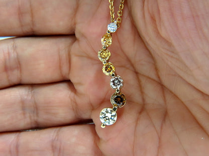 2.06CT NATURAL FANCY YELLOW ORANGE BROWN LIGHT PINK DIAMOND PENDANT 14KT *v