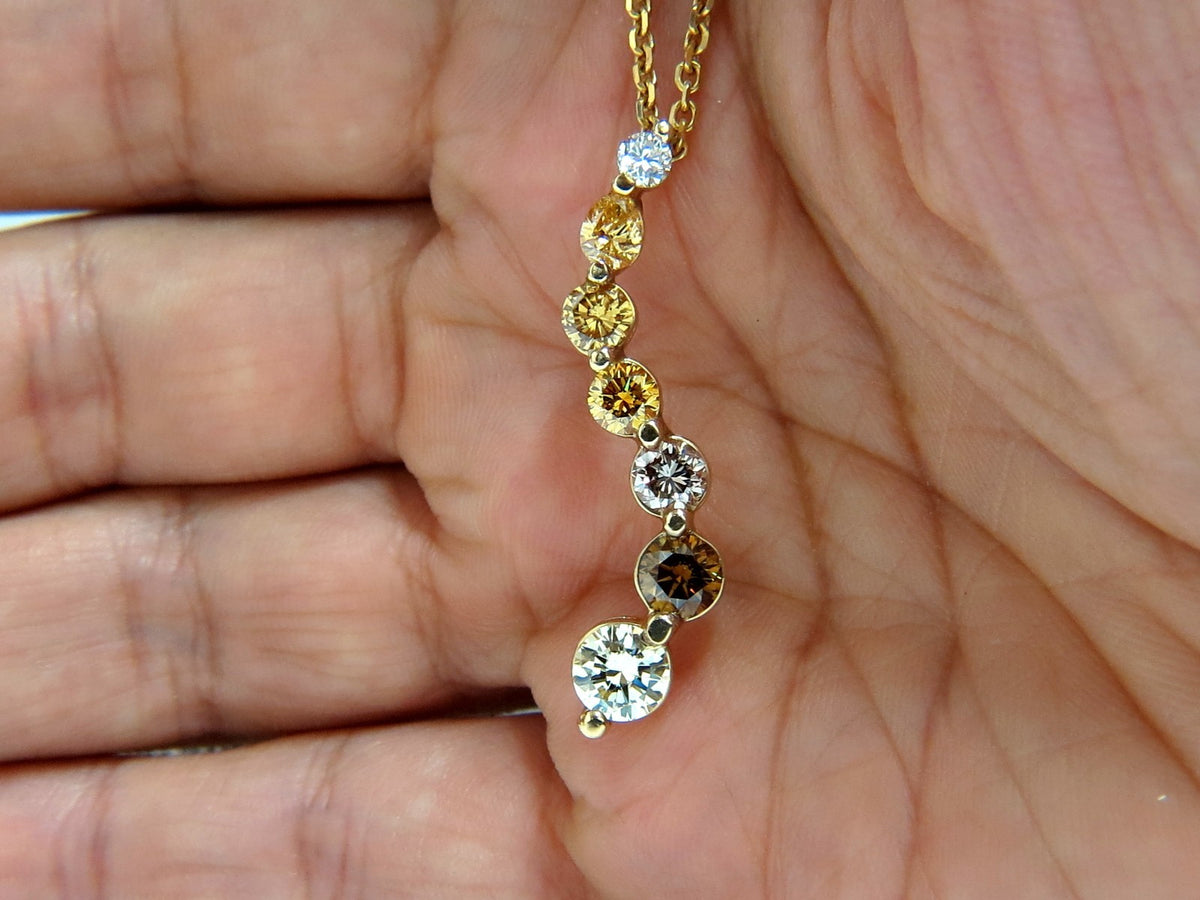 2.06CT NATURAL FANCY YELLOW ORANGE BROWN LIGHT PINK DIAMOND PENDANT 14KT *v
