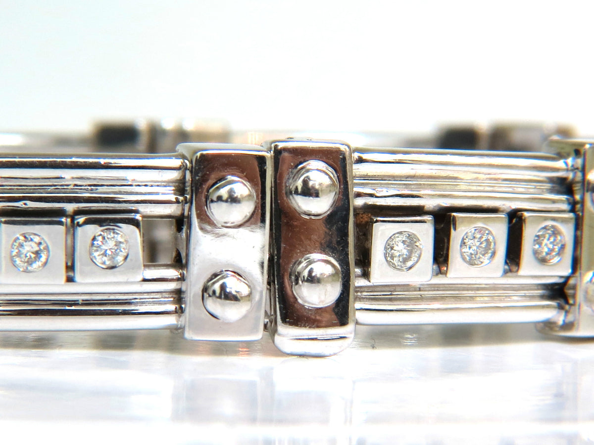 Mens Studded Gothic Deco Sliding Diamonds Box Bead Deco Channel Bracelet 14kt *v