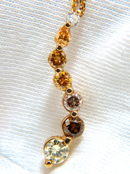 2.06CT NATURAL FANCY YELLOW ORANGE BROWN LIGHT PINK DIAMOND PENDANT 14KT *v