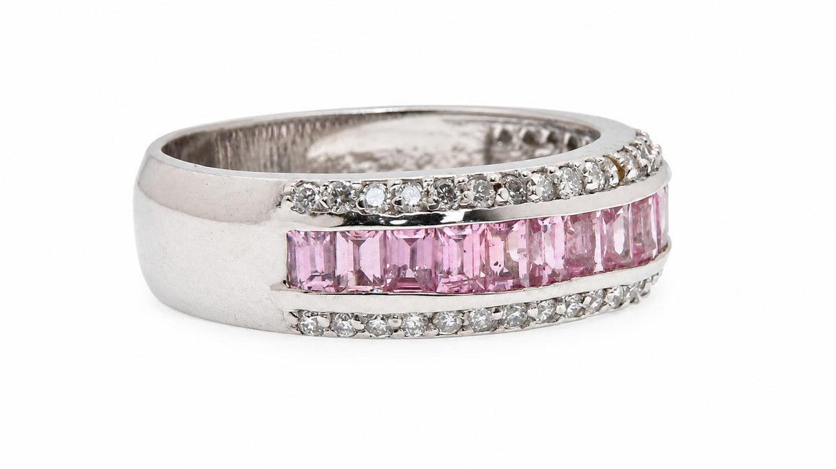 1.80ct Natural Pink Sapphires Diamond Band 14kt. 95552