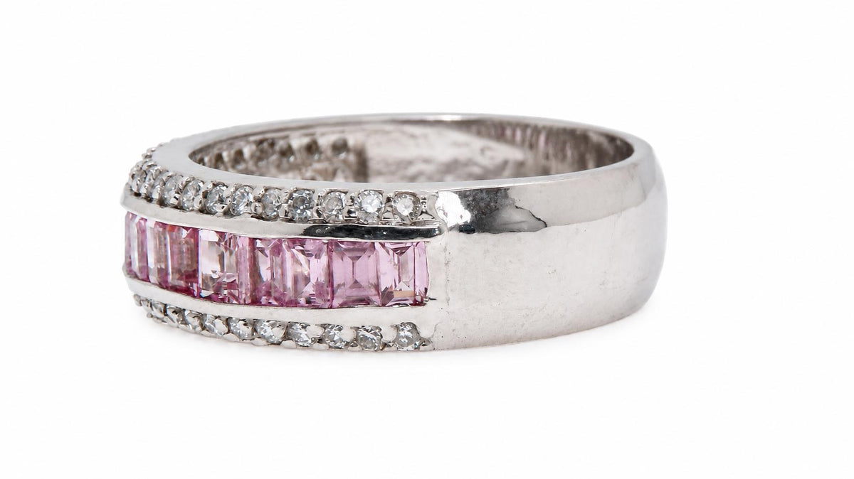 1.80ct Natural Pink Sapphires Diamond Band 14kt. 95552