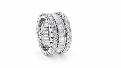 Glam 3 Deck Classic Eternity Revolver Ring 8.60CT Natural Diamonds Platinum 95564