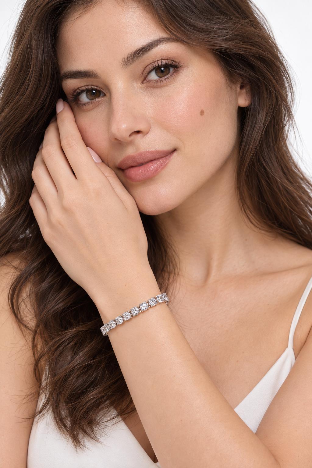 GIA Certified 15.37ct Natural Diamond Tennis Bracelet 18kt Riviera 95588