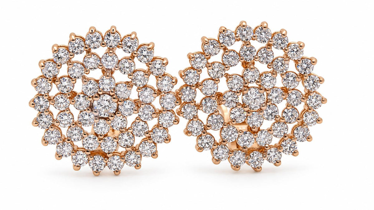 2.60 carat natural round diamonds cluster earrings 14 karat 95553