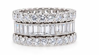 Glam 3 Deck Classic Eternity Revolver Ring 8.60CT Natural Diamonds Platinum 95564