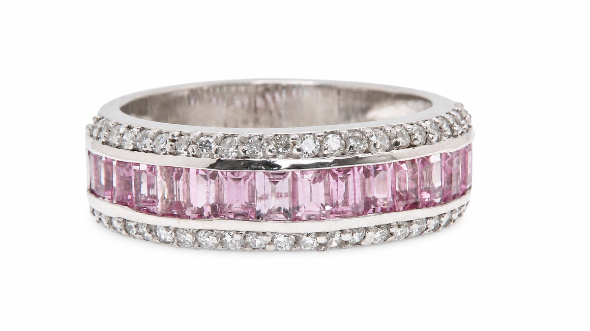 1.80ct Natural Pink Sapphires Diamond Band 14kt. 95552