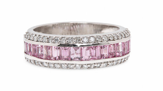 1.80ct Natural Pink Sapphires Diamond Band 14kt. 95552