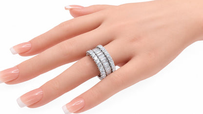 Glam 3 Deck Classic Eternity Revolver Ring 8.60CT Natural Diamonds Platinum 95564