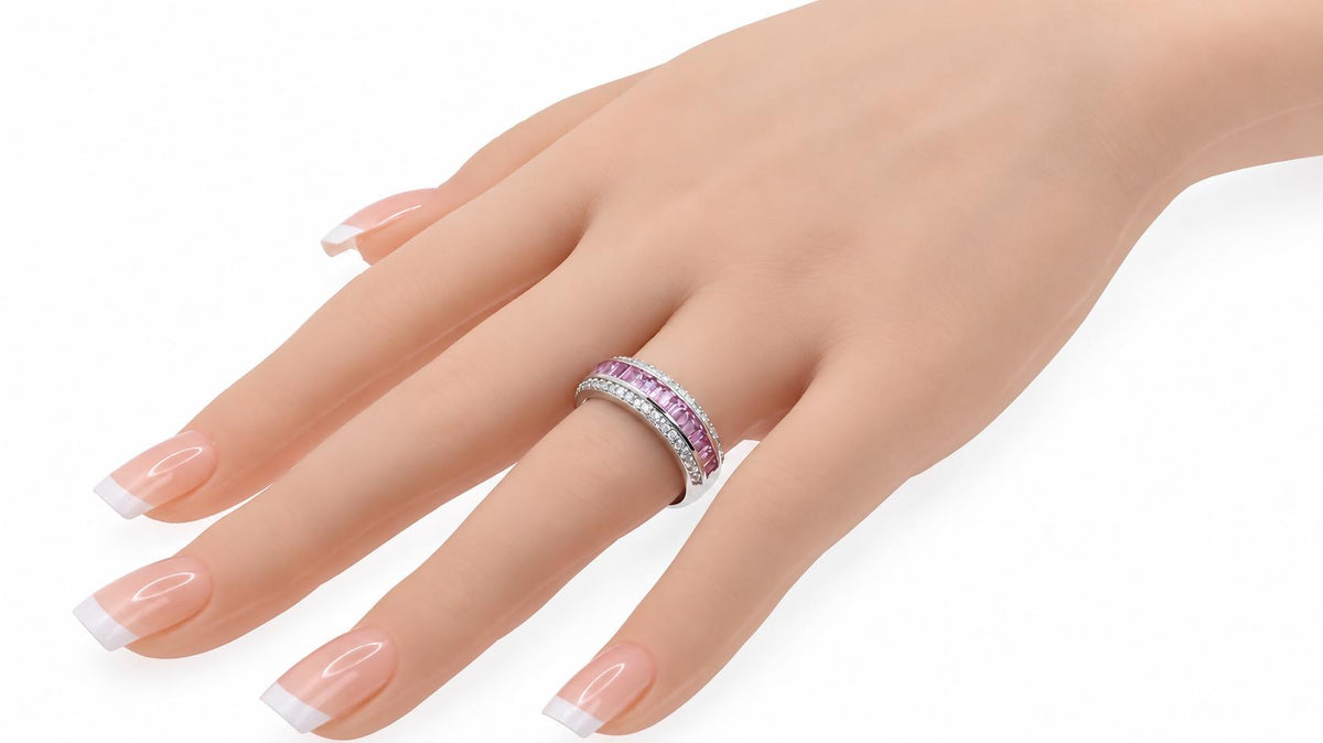 1.80ct Natural Pink Sapphires Diamond Band 14kt. 95552