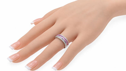 1.80ct Natural Pink Sapphires Diamond Band 14kt. 95552