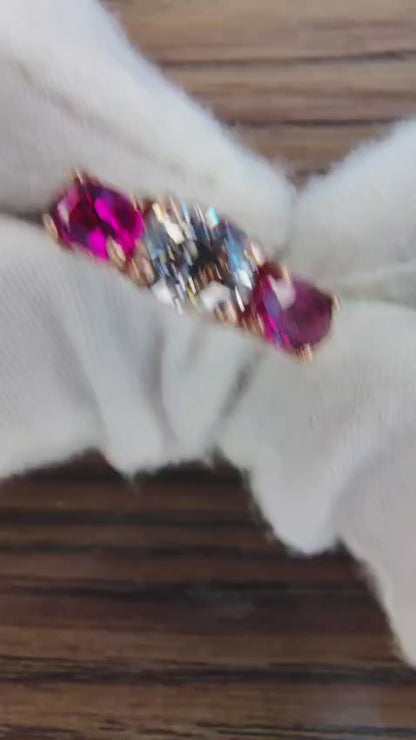 .90ct Natural Fancy Oval Diamond Ruby Ring 14 Karat Rose Gold 44787 *v