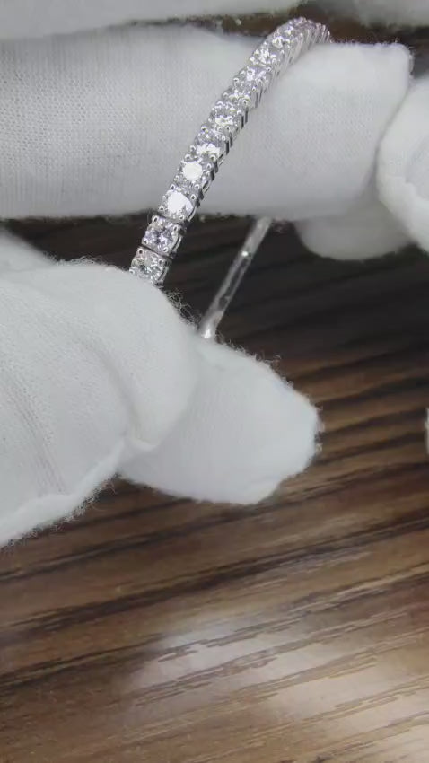2.90ct Natural Round Diamonds Flexible Tennis Bangle Bracelet 14 Karat 11099 *v