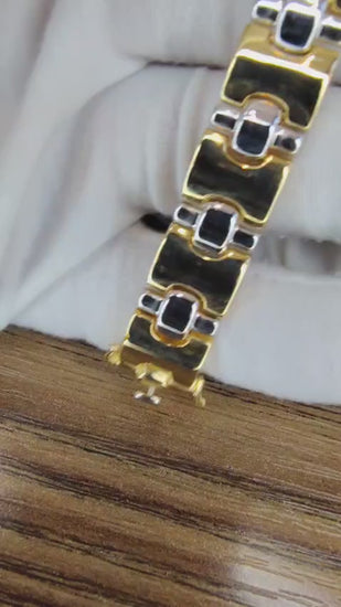 18 Karat Yellow Gold Wide Caliber Bracelet 1990s Nostalgia *v