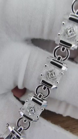 Deco Spanish Gothic Natural Diamond Tennis Bracelet .33 Carat 14kt 12576 *v