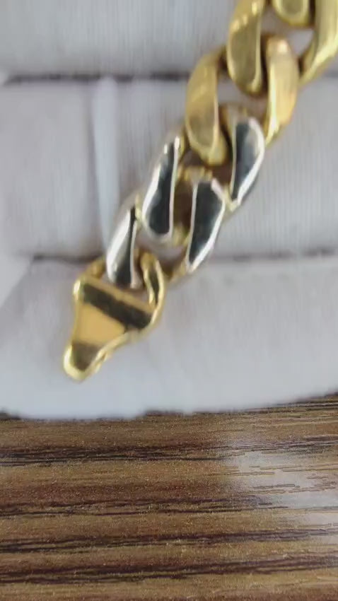 Miami Cuban Link Bracelet 14kt gold Two Tone 10868 *v
