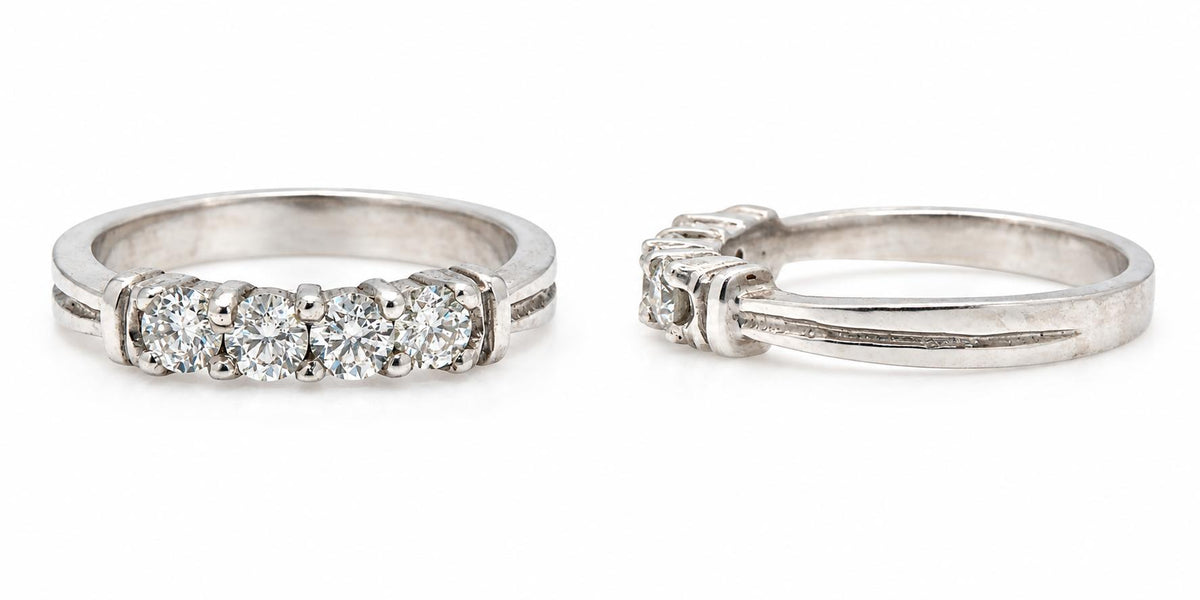 Classic 4 Natural Diamonds Band .30ct Platinum Ring 95565