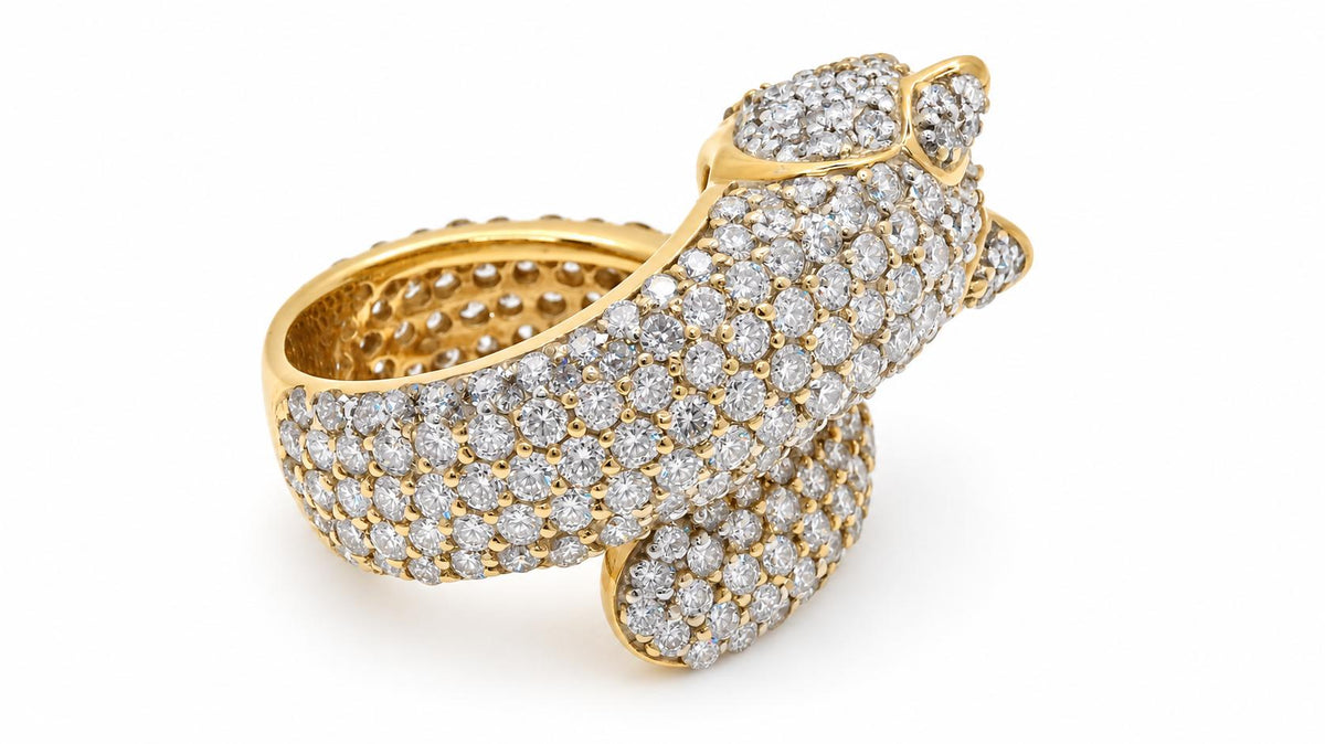 Classic Panther 6ct Natural Diamonds Statement Ring 18kt 95557