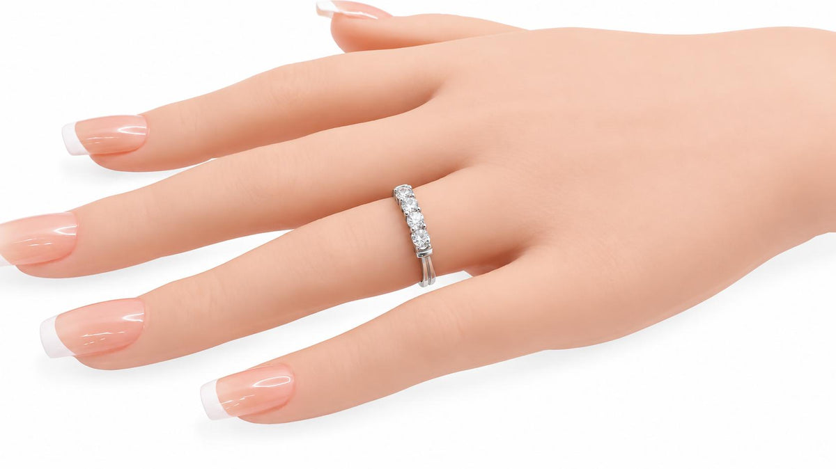 Classic 4 Natural Diamonds Band .30ct Platinum Ring 95565
