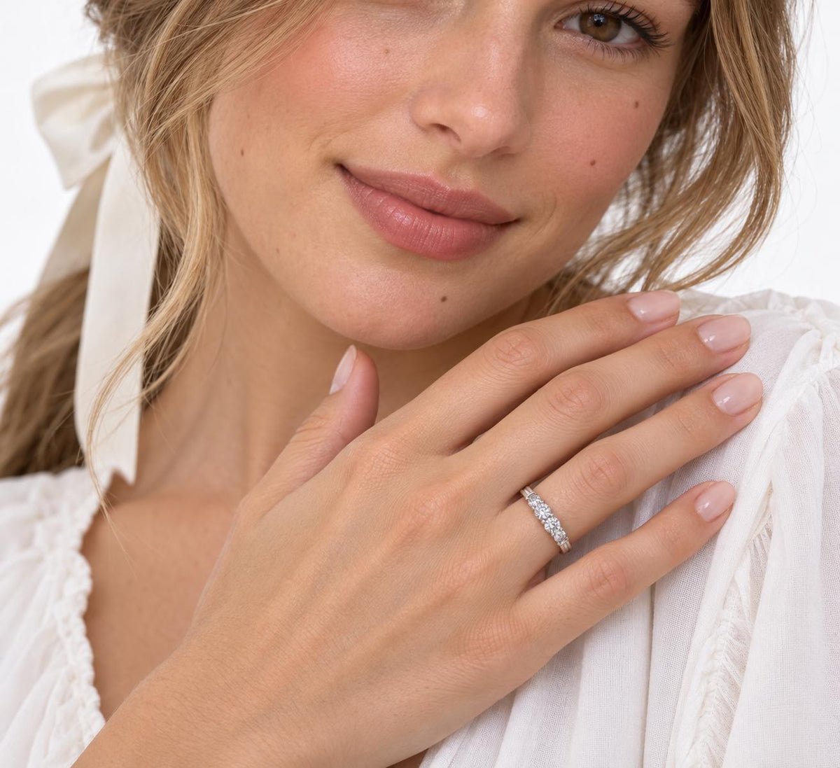 Classic 4 Natural Diamonds Band .30ct Platinum Ring 95565