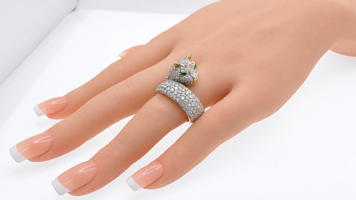 Classic Panther 6ct Natural Diamonds Statement Ring 18kt 95557