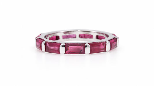 2-Carat Emerald-Cut Natural Ruby Eternity Ring — Size 6 95579