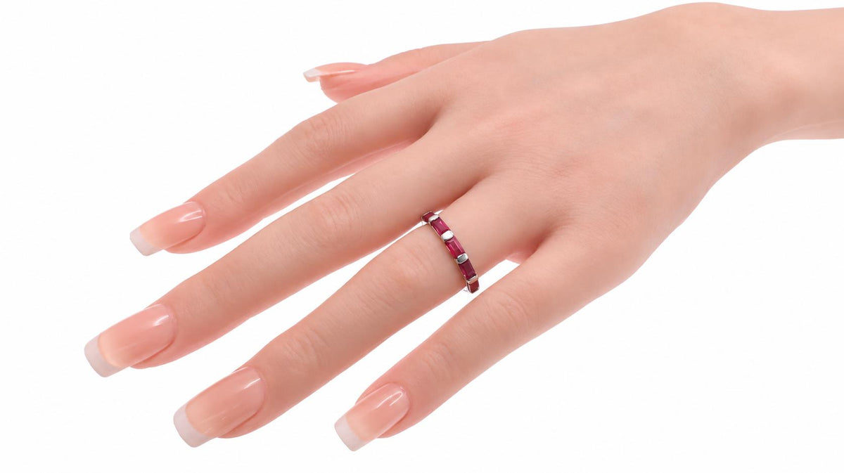 2-Carat Emerald-Cut Natural Ruby Eternity Ring — Size 6 95579