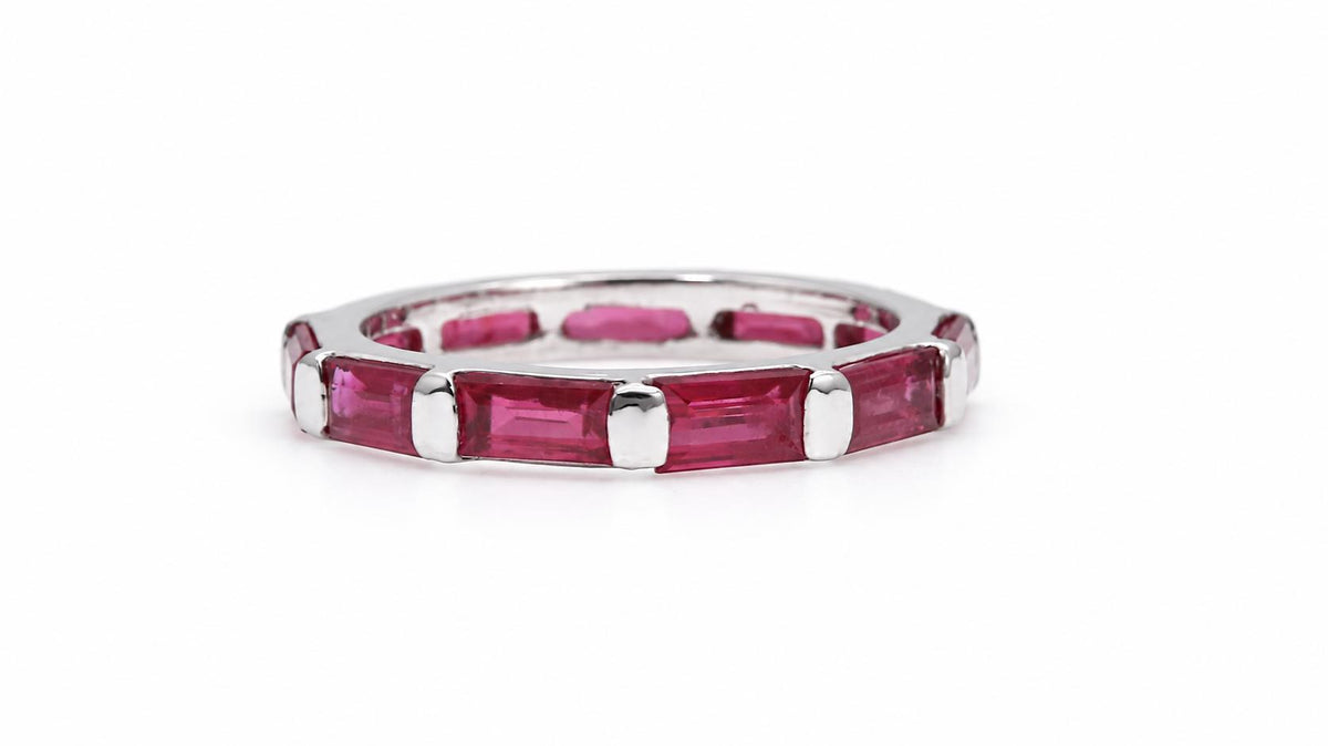 2-Carat Emerald-Cut Natural Ruby Eternity Ring — Size 6 95579