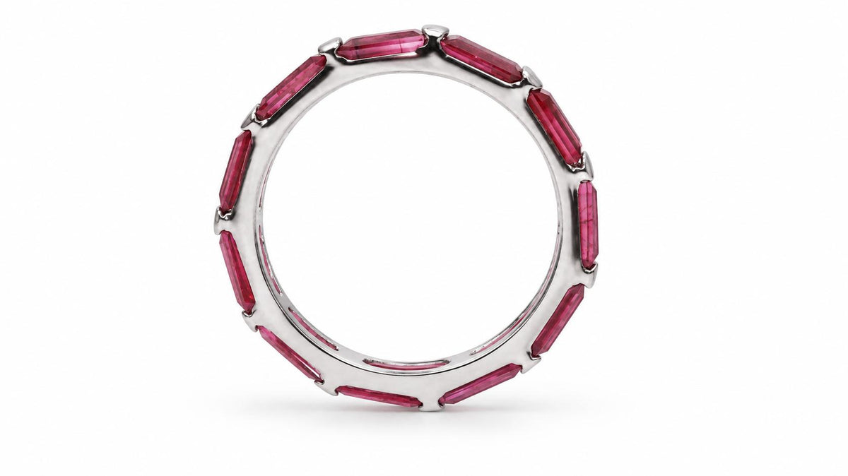 2-Carat Emerald-Cut Natural Ruby Eternity Ring — Size 6 95579