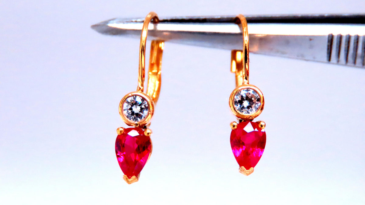 .54ct Natural Pear Shaped Ruby Diamond Lever Earrings 24414 *v
