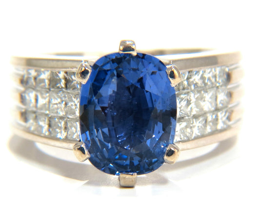 GIA Certified 5.52ct natural cornflower blue sapphire diamonds ring platinum