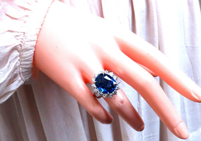 GIA Certified 11.79ct Natural Blue Sapphire Diamonds Ring 14kt Gold 85441 *v