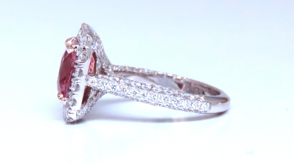GIA Certified 4.51ct Natural Padparadscha Diamonds Ring 18kt Gold Halo 12625 *v