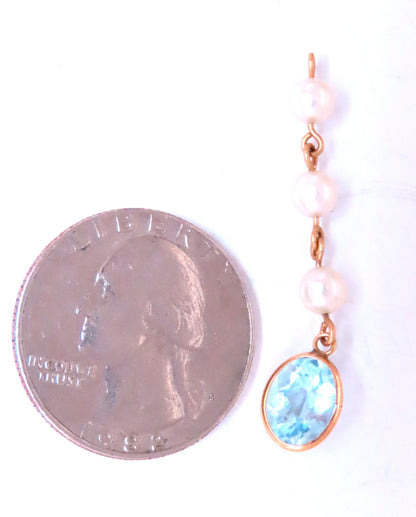 Jacket 4ct Natural Blue Topaz Dangle Earrings 14kt 65554 *v