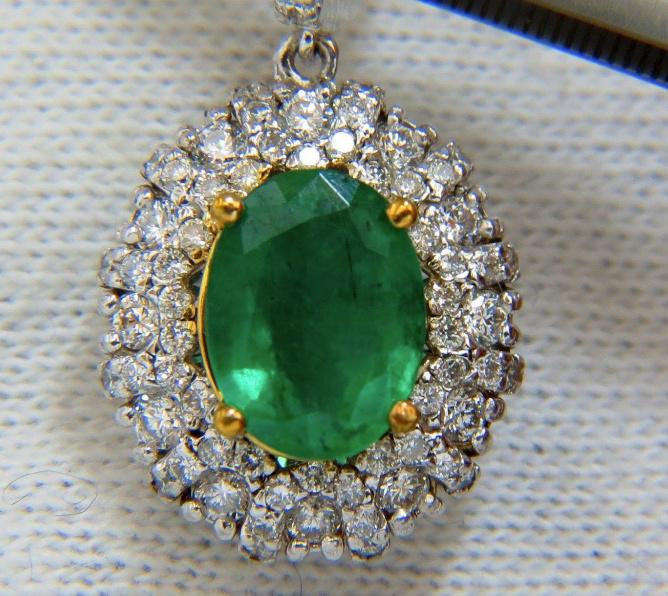 4.84ct Natural Green Emerald Diamond Cluster Earrings Dangle 14K 14542 *v