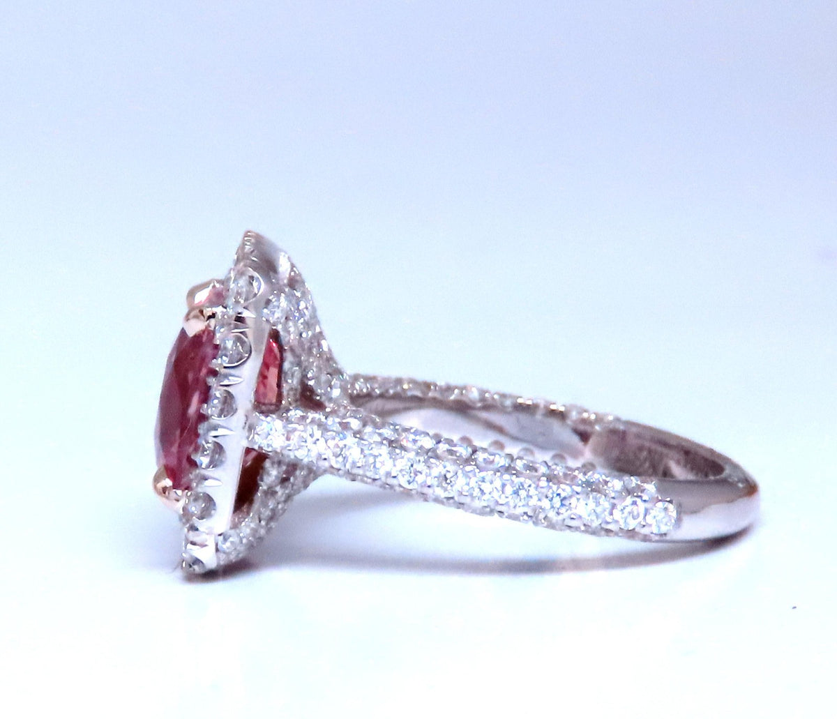 GIA Certified 4.51ct Natural Padparadscha Diamonds Ring 18kt Gold Halo 12625 *v