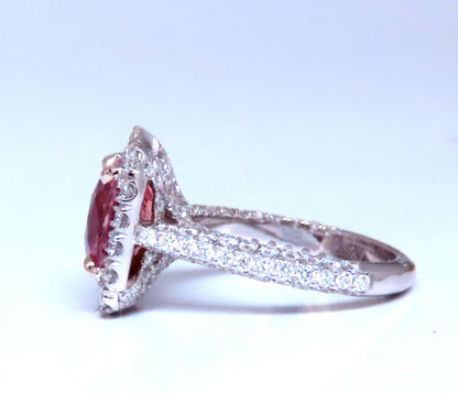 GIA Certified 4.51ct Natural Padparadscha Diamonds Ring 18kt Gold Halo 12625 *v
