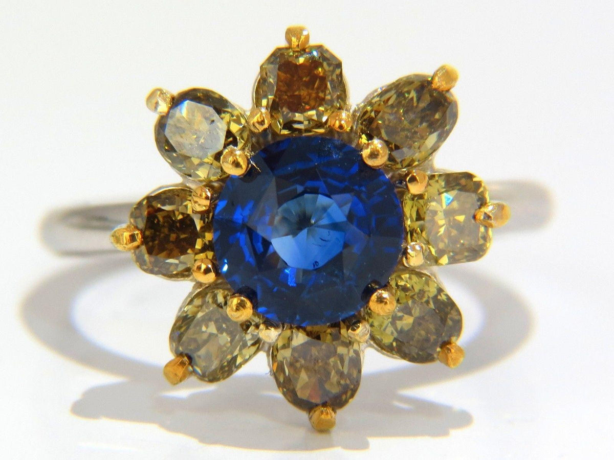 GIA Certified 1.58ct Natural Blue Sapphire Diamonds ring 14kt 10271 *v