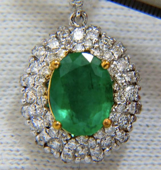 4.84ct Natural Green Emerald Diamond Cluster Earrings Dangle 14K 14542 *v